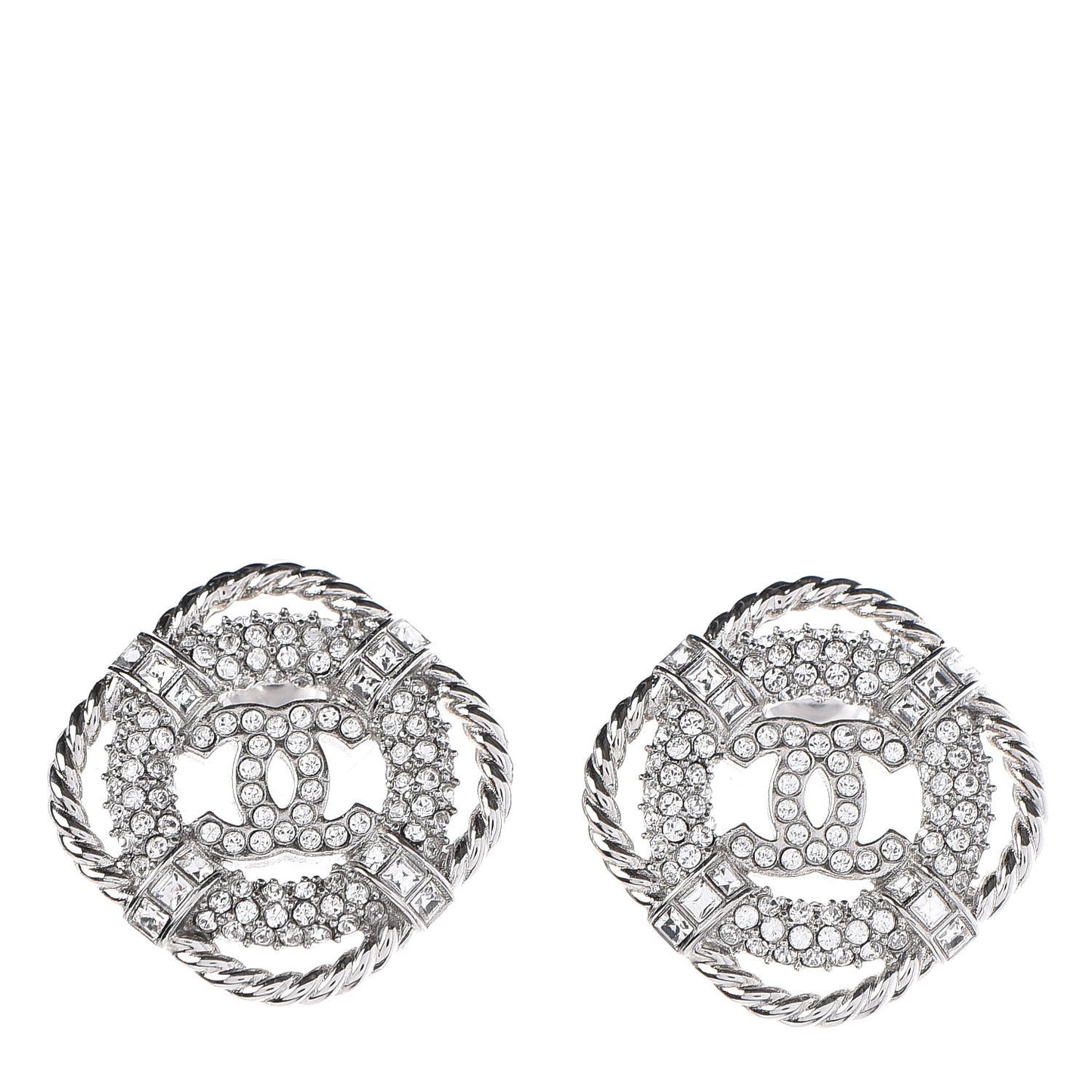 Crystal CC Earrings Silver