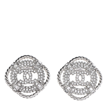 Chanel Crystal CC Earrings Silver 1 of 5