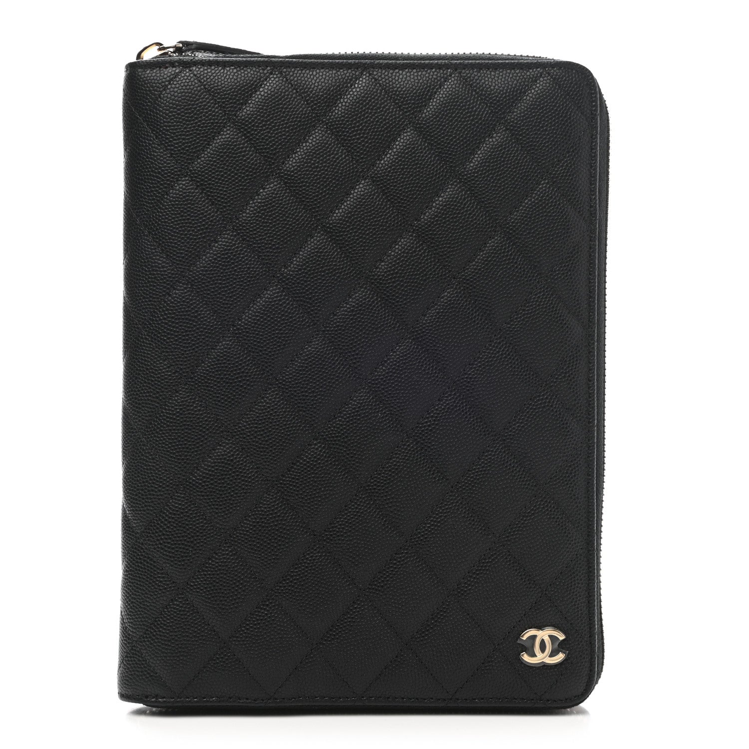 Chanel Caviar Quilted Zip Around Notebook Agenda Cover Black 1 of 9