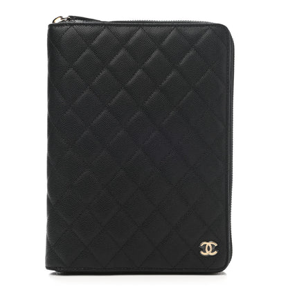 Chanel Caviar Quilted Zip Around Notebook Agenda Cover Black 1 of 9