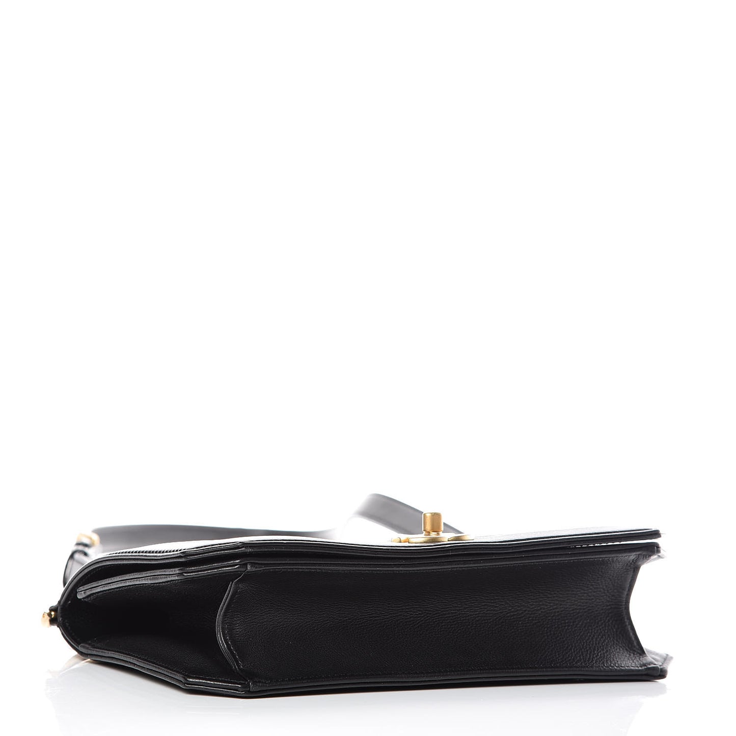 Grained Calfskin Quilted Medium Flap Black