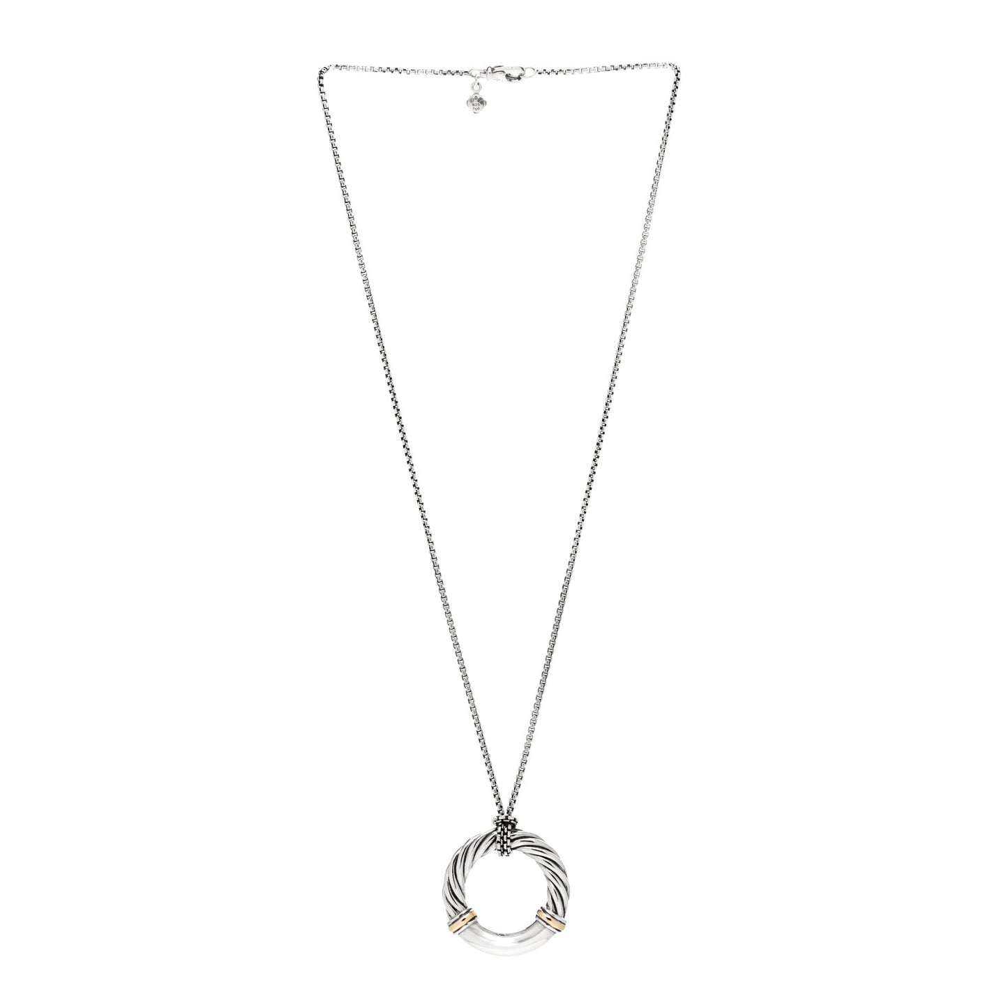 Sterling Silver 18K Yellow Gold Metro Circle Pendant Necklace
