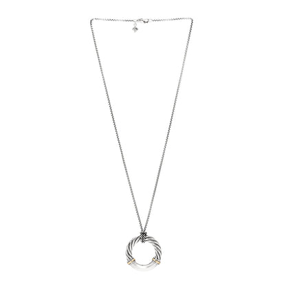 David Yurman Sterling Silver 18K Yellow Gold Metro Circle Pendant Necklace 3 of 5
