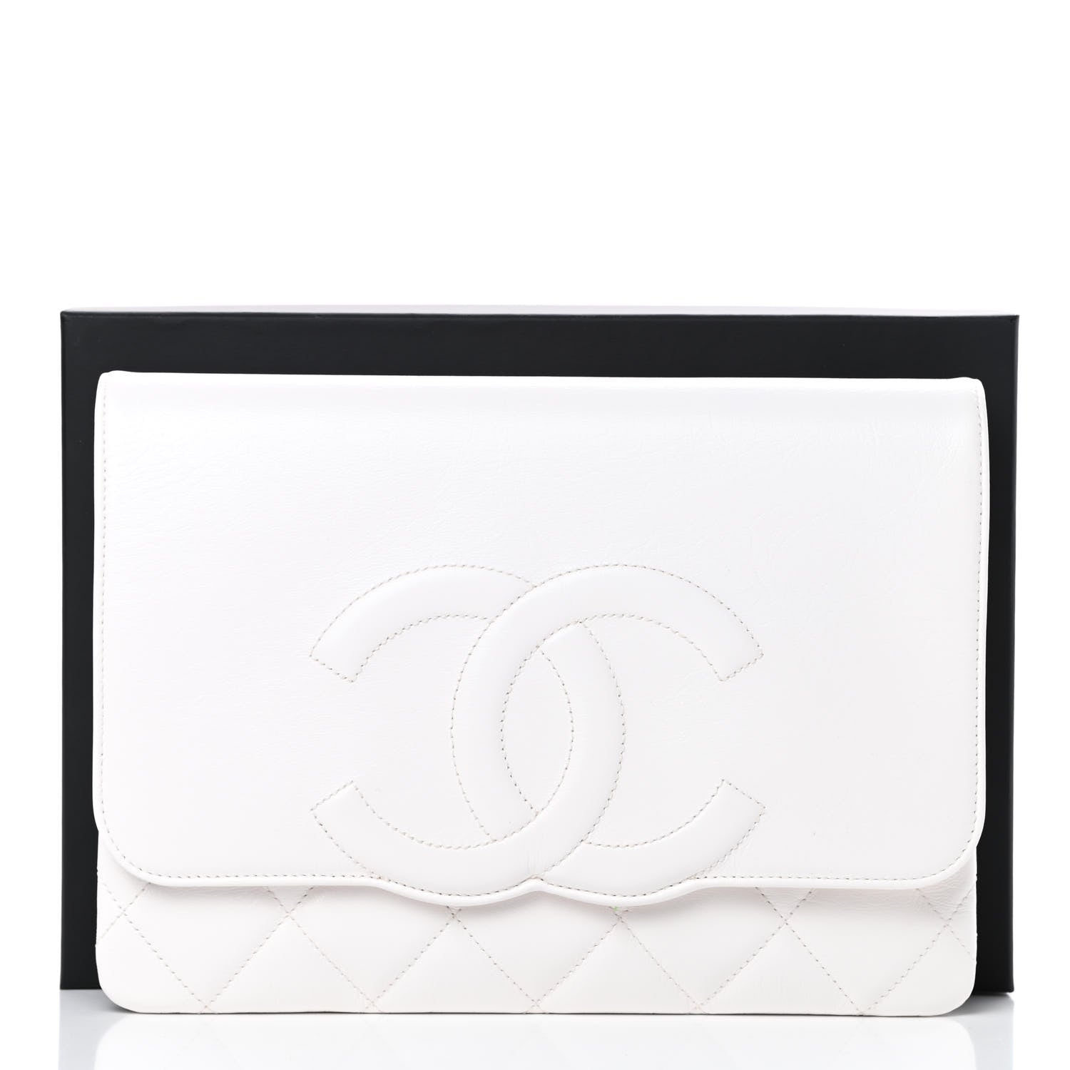 Chanel Goatskin Quilted Timeless CC Clutch White 9 of 9
