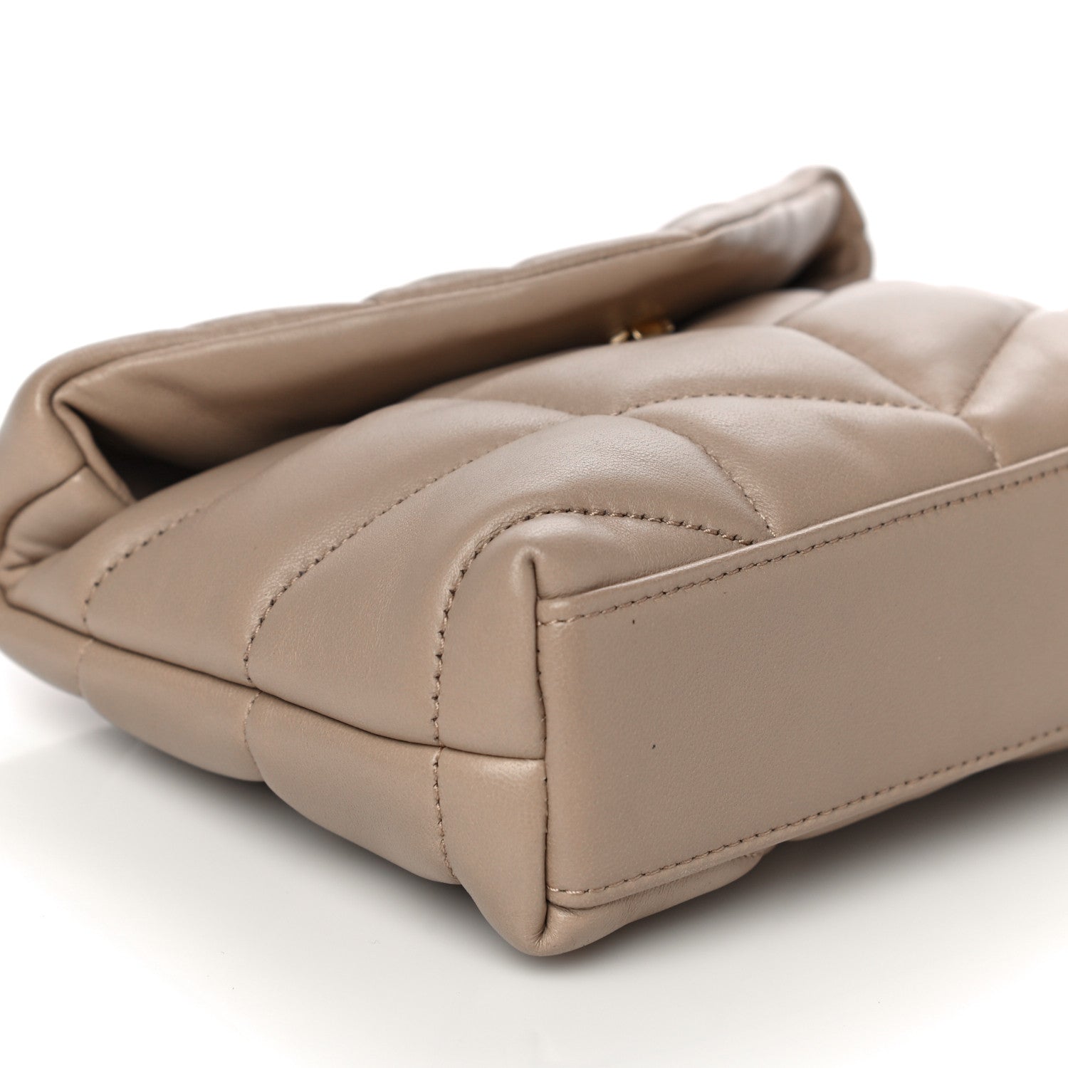 Saint Laurent Lambskin Monogram Loulou Puffer Pouch Clutch Dark Beige 10 of 15
