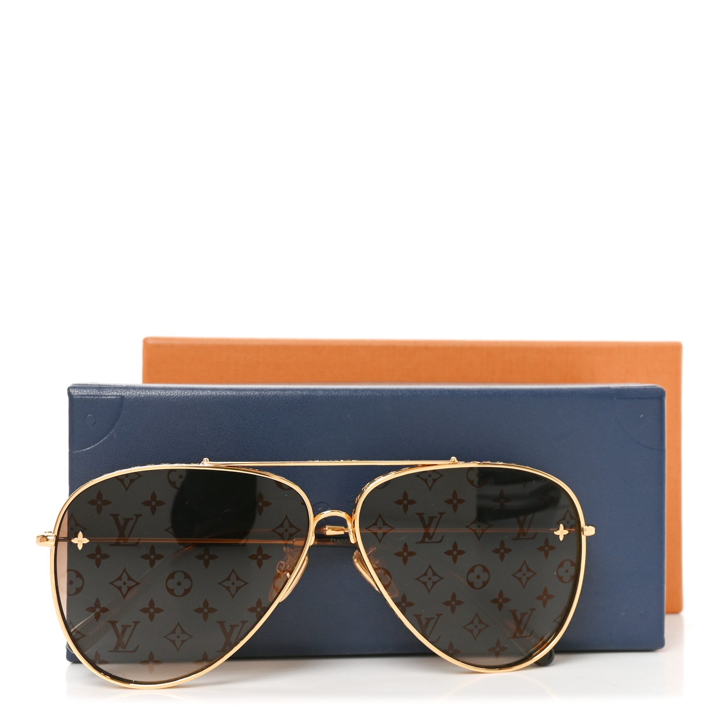 Metal The LV Pilot Sunglasses Z1620U Gradient Brown Monogram