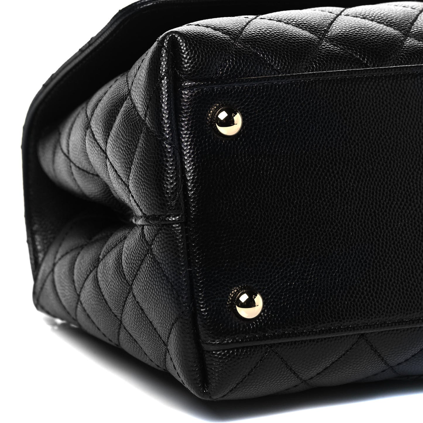 Caviar Quilted Small Coco Handle Flap Black