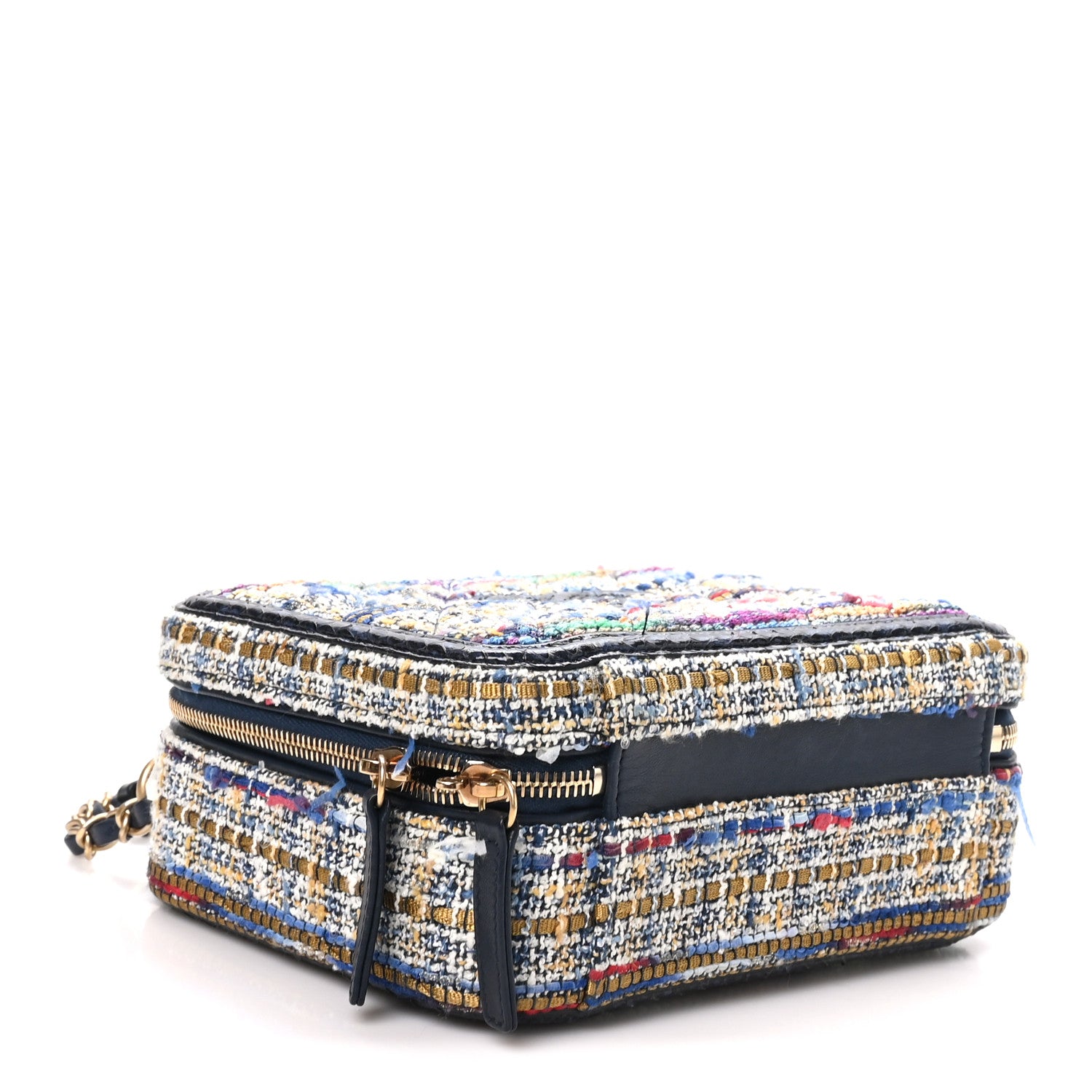 Chanel Tweed Snakeskin Quilted Medium CC Filigree Vanity Case Multicolor 4 of 10