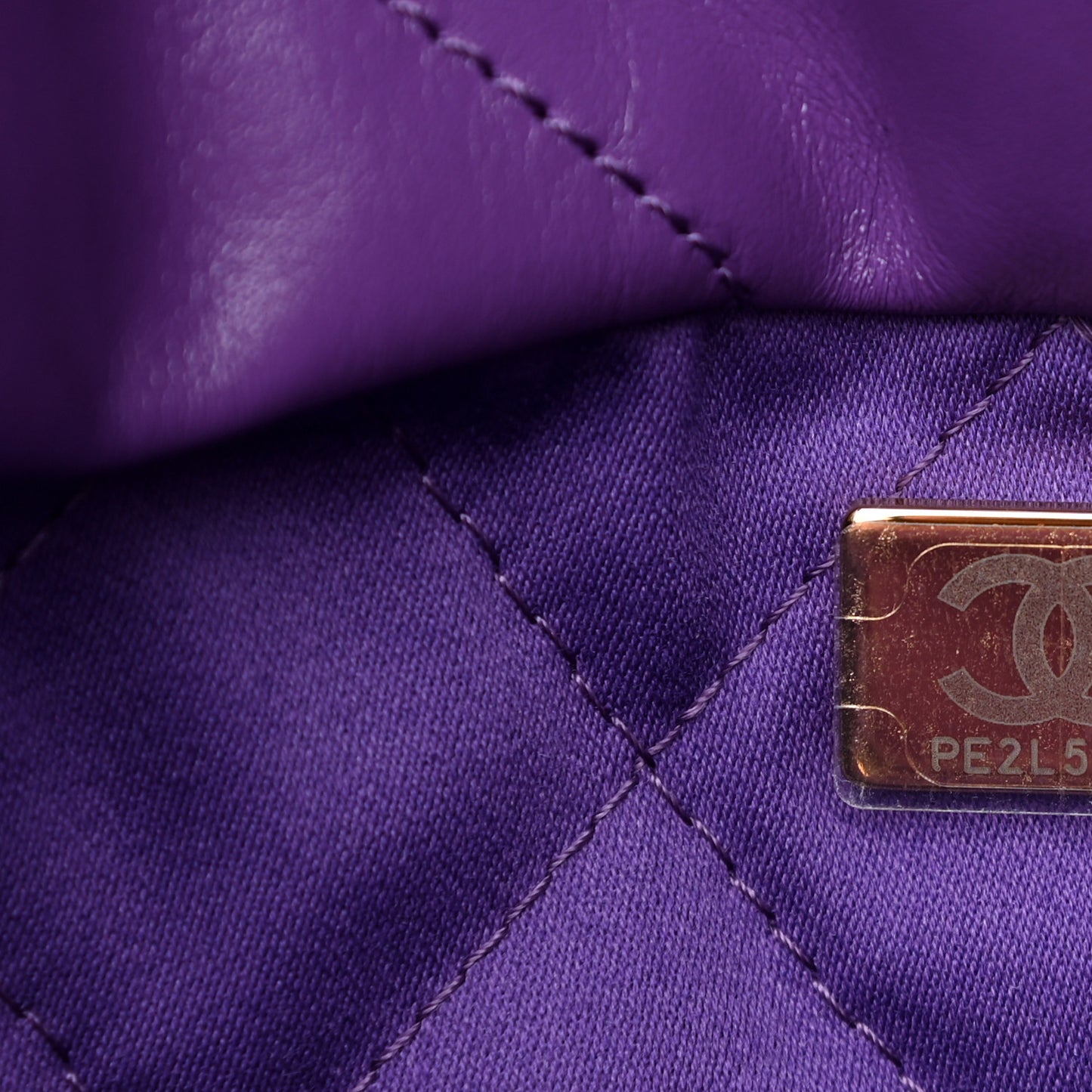Shiny Calfskin Quilted Small Chanel 22 Purple