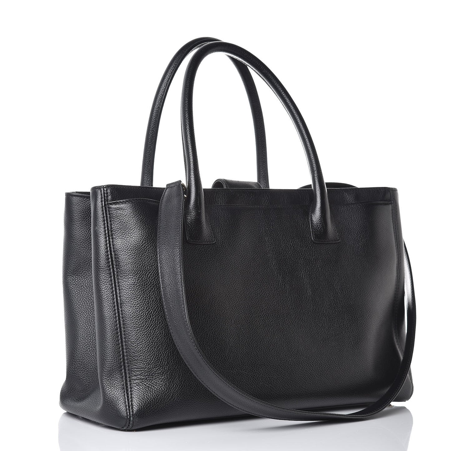 Calfskin Cerf Executive Shopper Tote Black