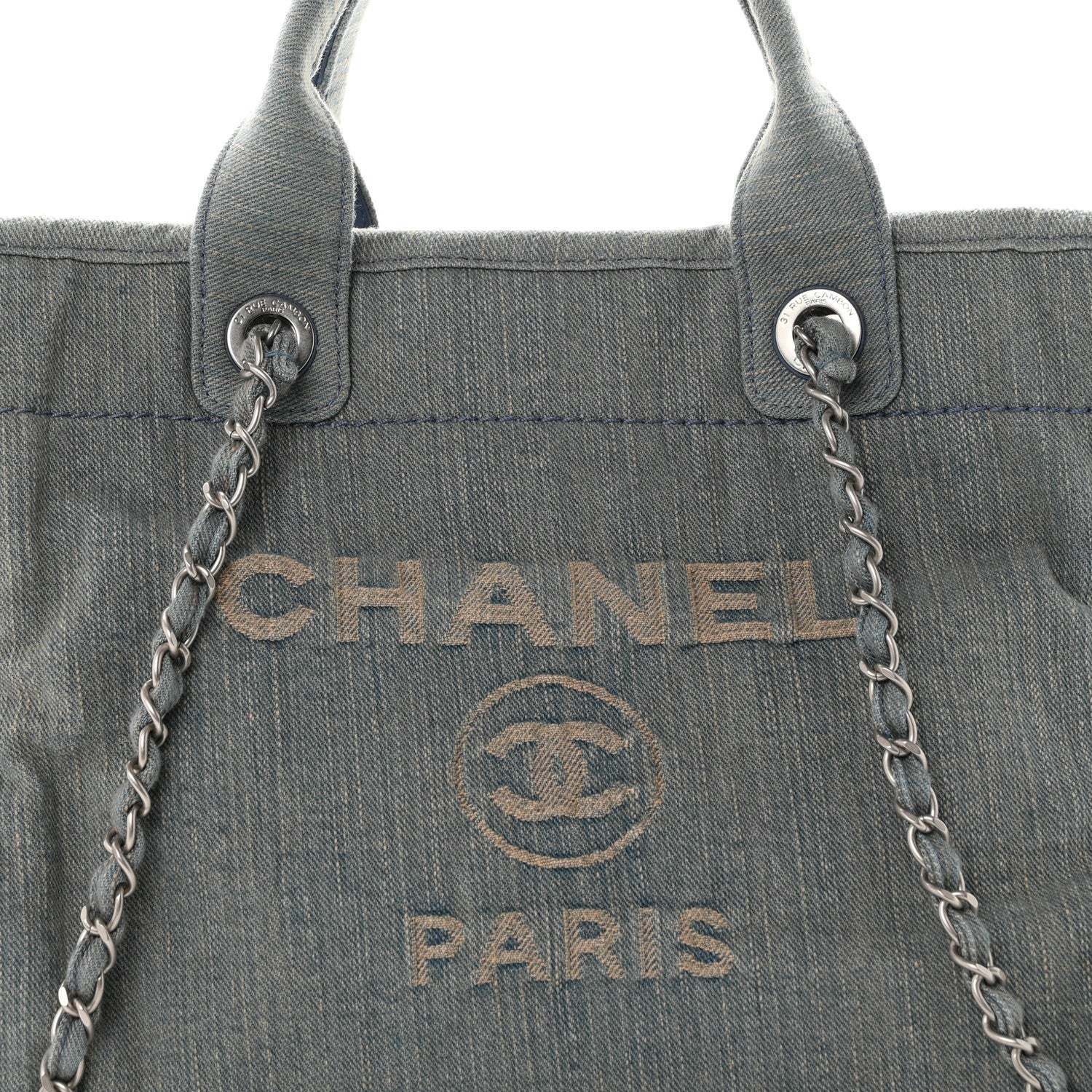 Chanel Denim Small Deauville Tote Light Blue 8 of 10