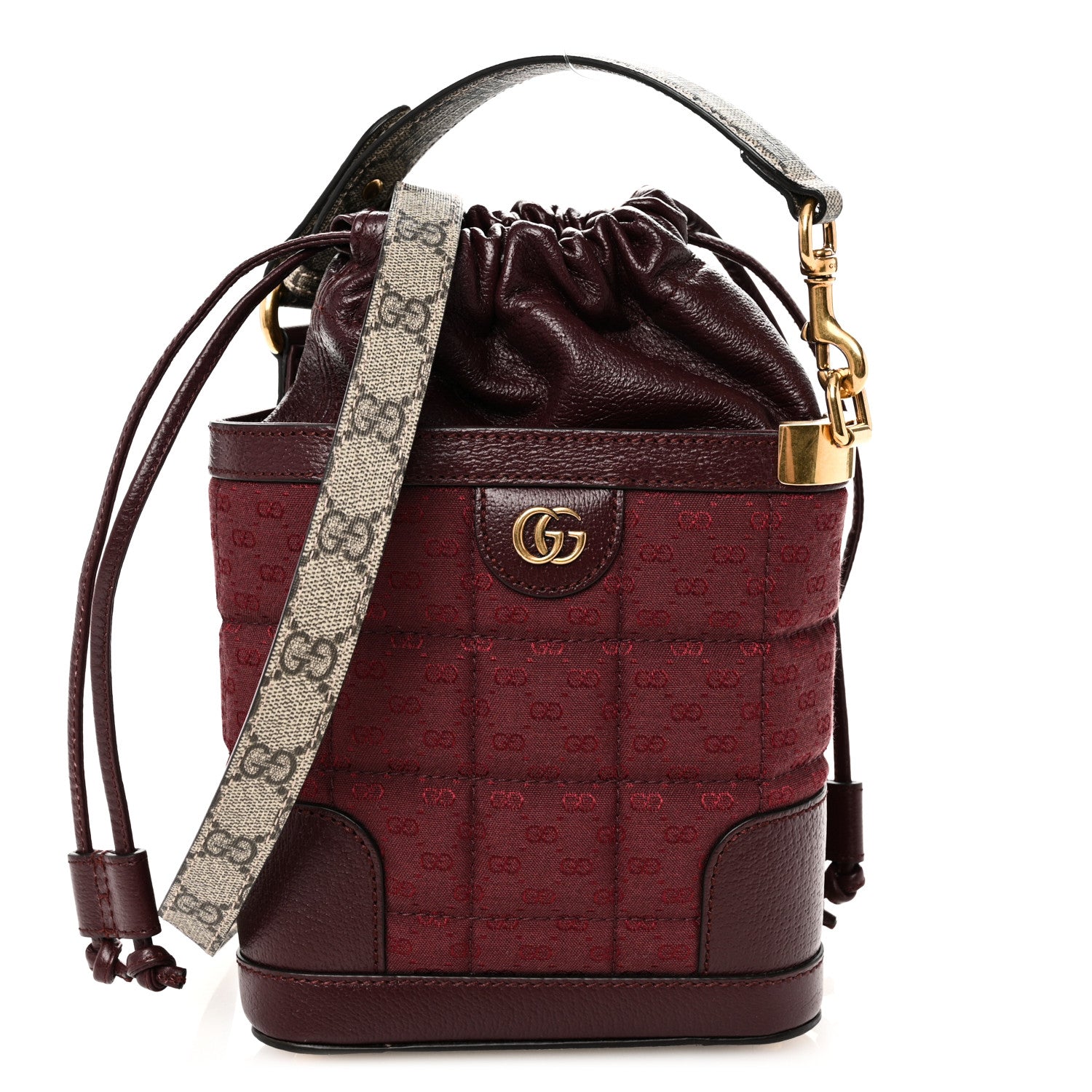Gucci GG Supreme Canvas Mini Crossbody Bag  Beige Ebony Burgundy 1 of 10