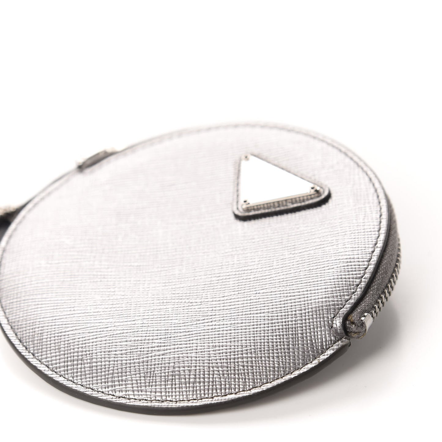 Metallic Saffiano Mini Pouch Cromo