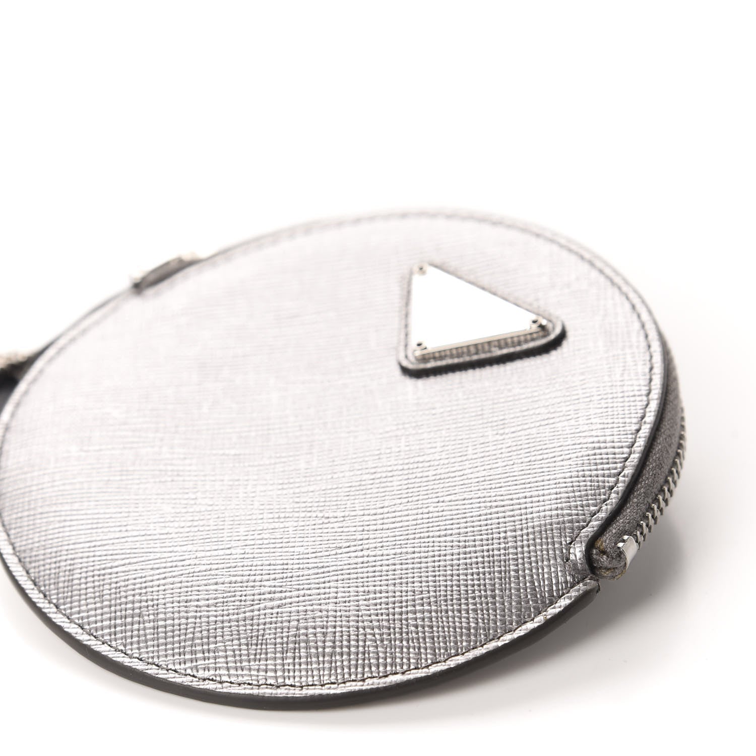 Prada Metallic Saffiano Mini Pouch Cromo 7 of 10