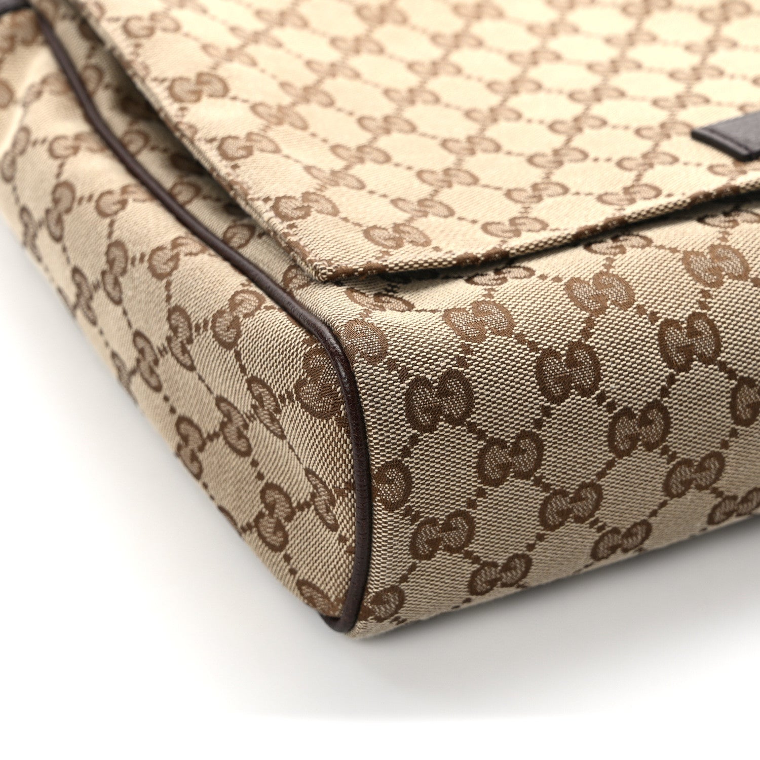 Gucci Monogram Small Flap Messenger Bag Beige Dark Brown 11 of 14