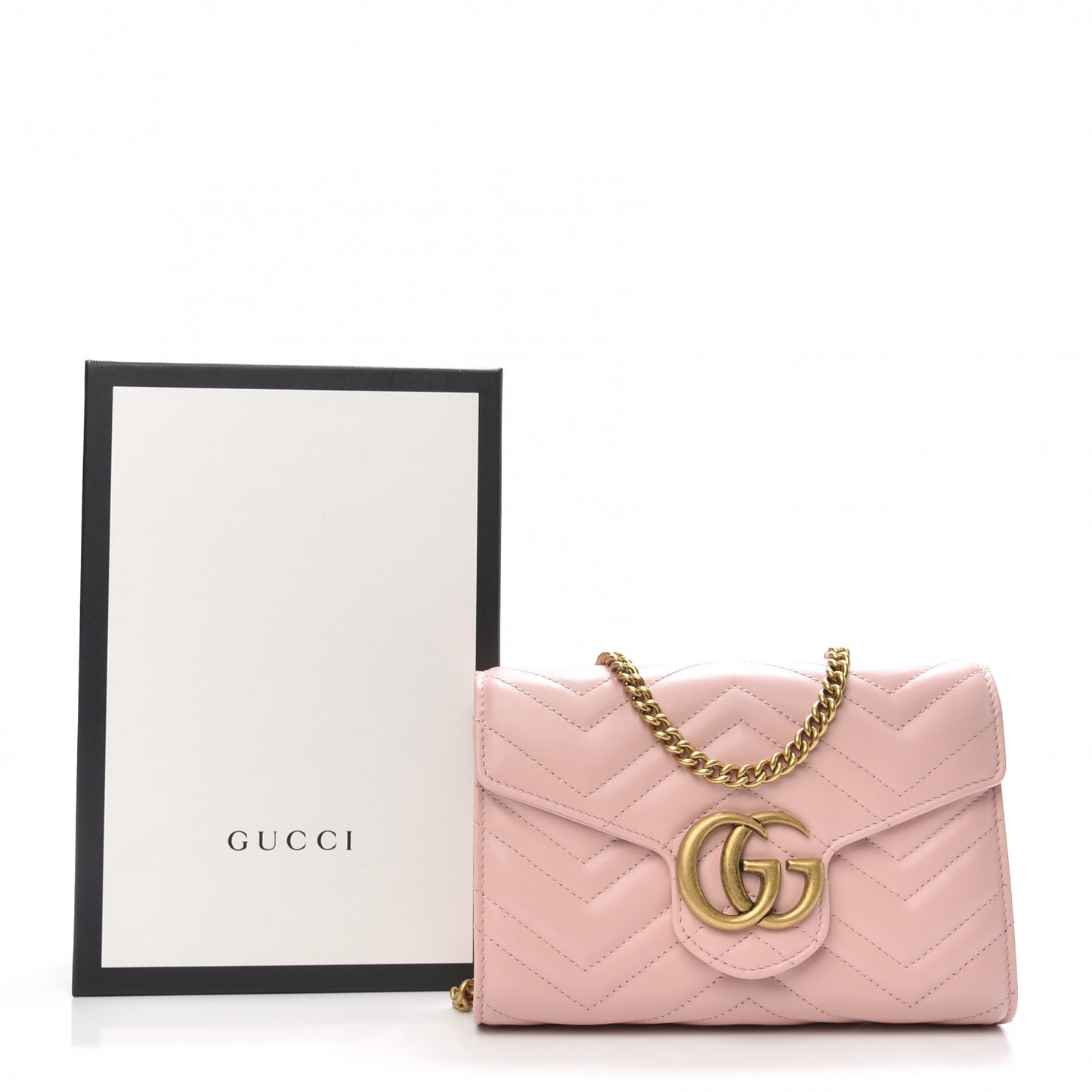 Calfskin Matelasse GG Marmont Chain Wallet Perfect Pink