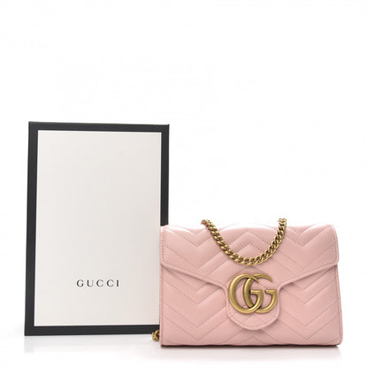 Gucci Calfskin Matelasse GG Marmont Chain Wallet Perfect Pink 10 of 10