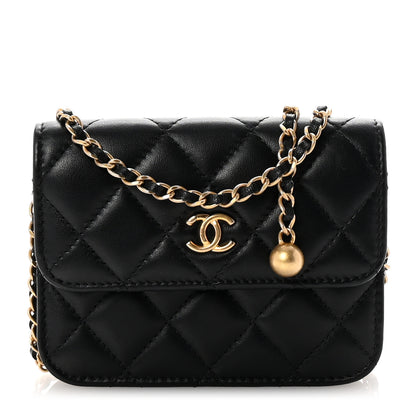 Chanel Lambskin Quilted Pearl Crush Clutch With Chain Black 1 of 10