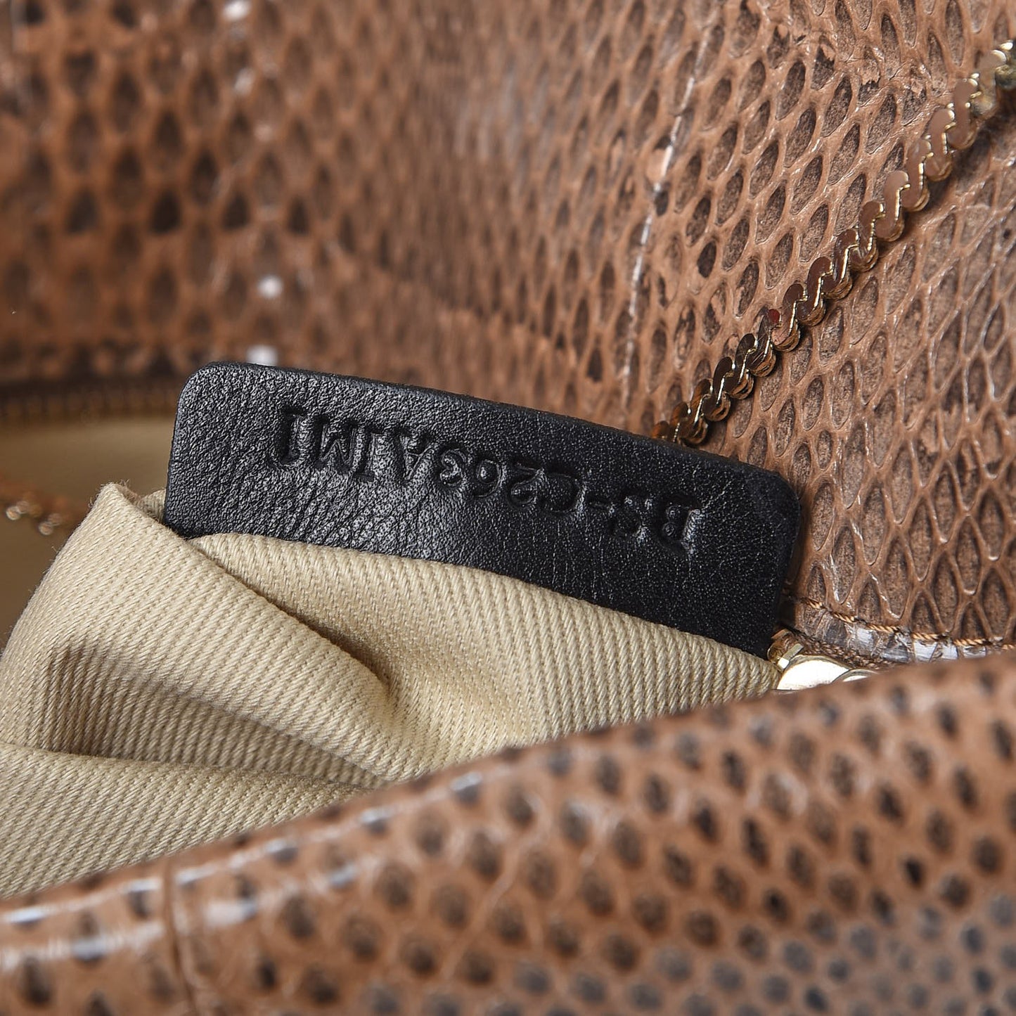 Python Crystal Rockstud Shoulder Bag Beige