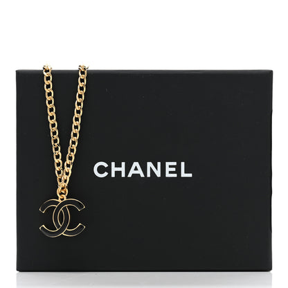 Chanel Metal Enamel CC Chain Necklace Gold Black 6 of 6