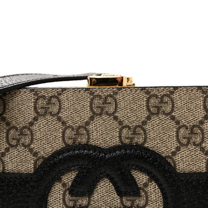 Gucci GG Supreme Monogram Textured Dollar Calfskin Mini New Basket Shoulder Bag Beige Ebony Black 7 of 9