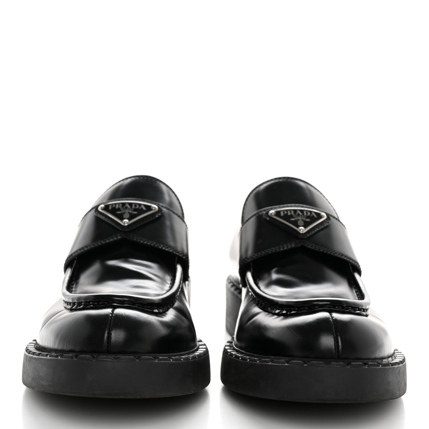 Spazzolato Metal Triangle Logo 50mm Loafers 41 Black