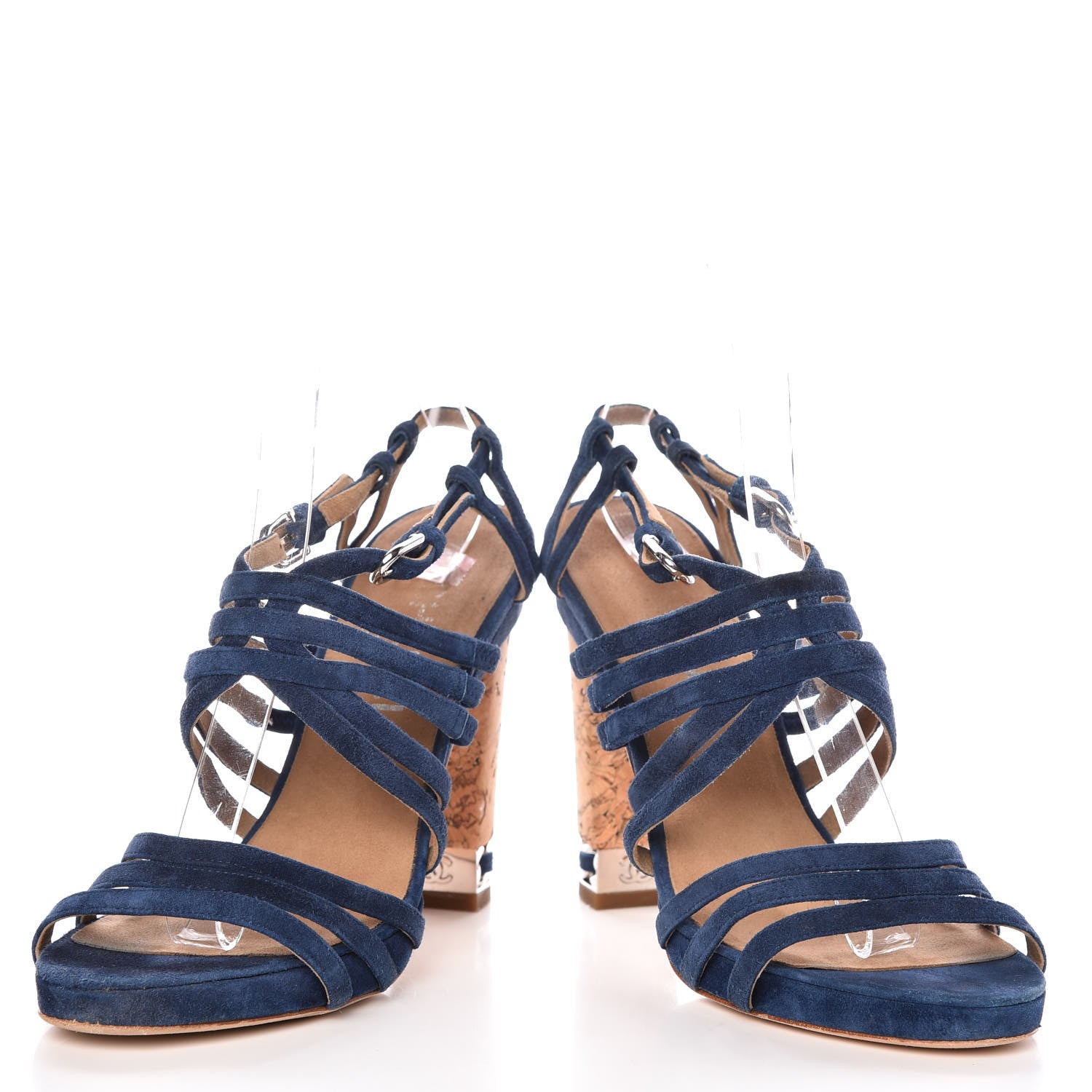 Chanel Suede Cork Sandals 37 Dark Blue 6 of 19