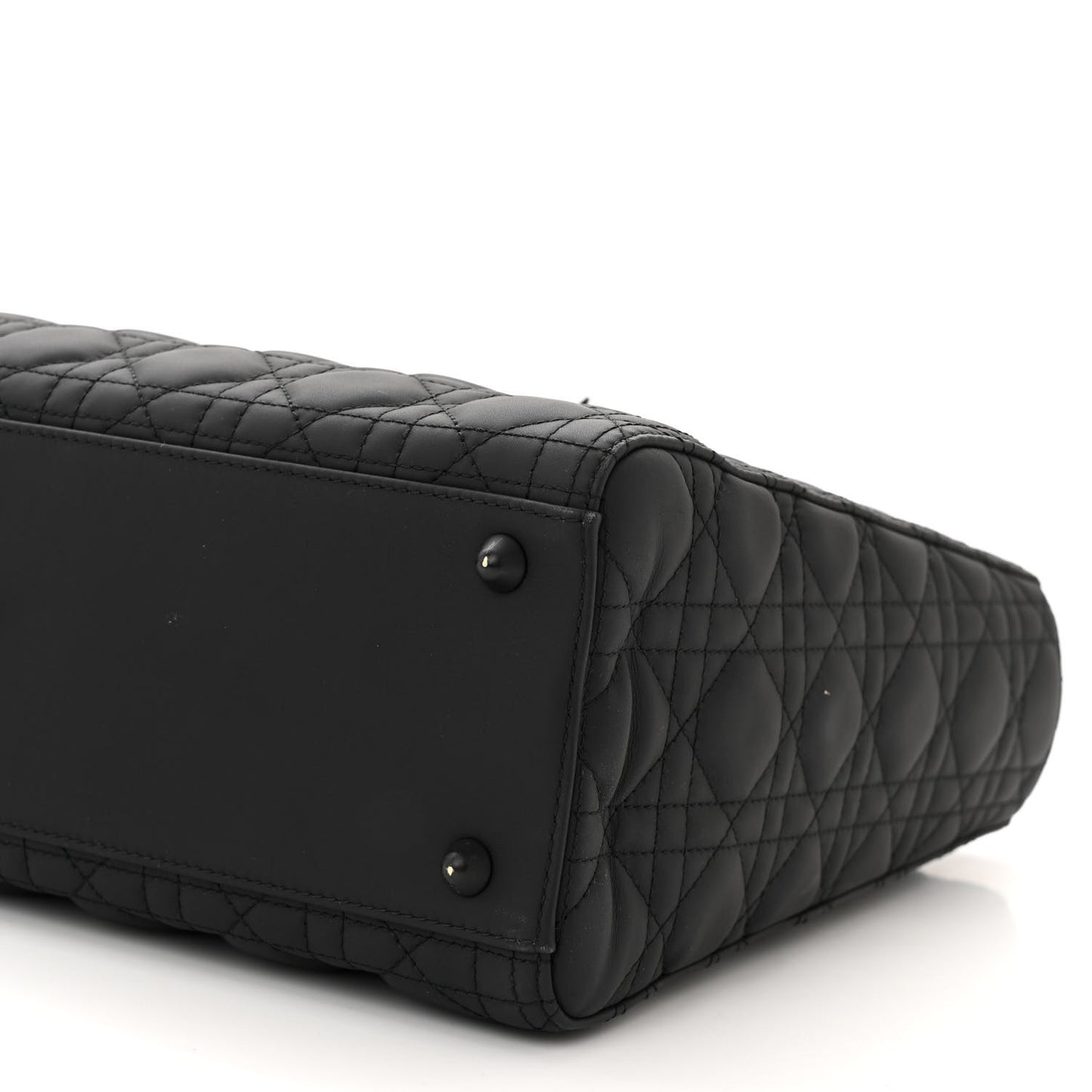 Ultra Matte Calfskin Cannage Large Lady Dior Black