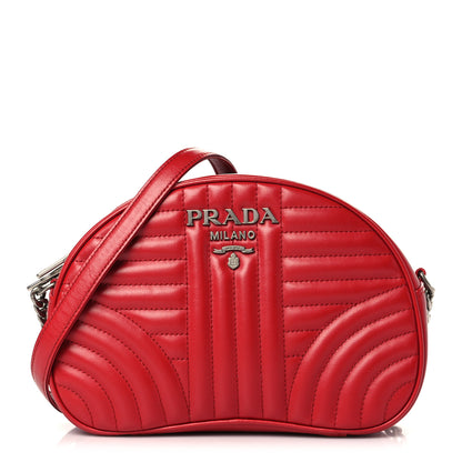 Prada Soft Calfskin Impunture Diagramme Dome Crossbody Bag Fuoco 1 of 9