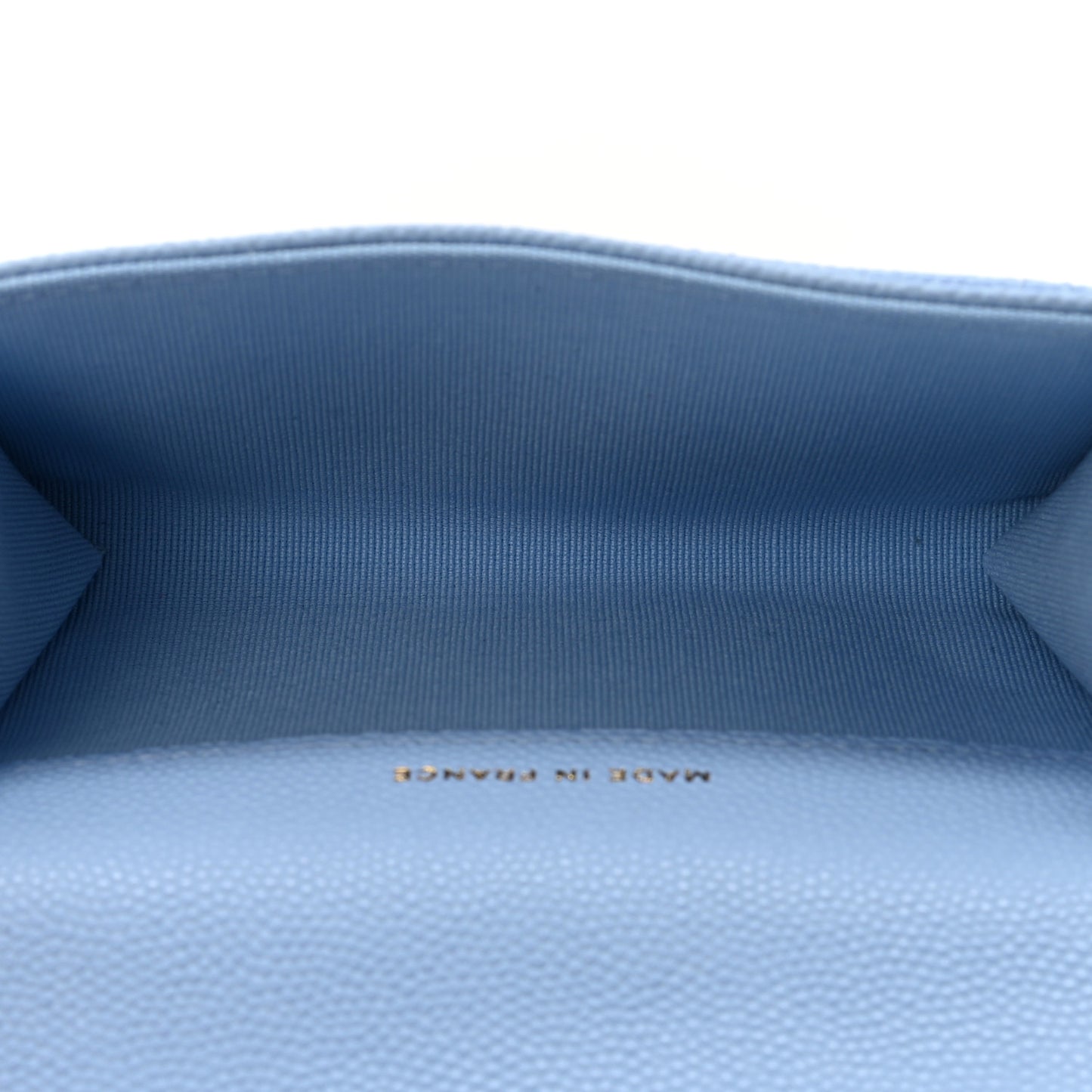 Caviar Quilted Flap Card Holder Wallet Light Blue