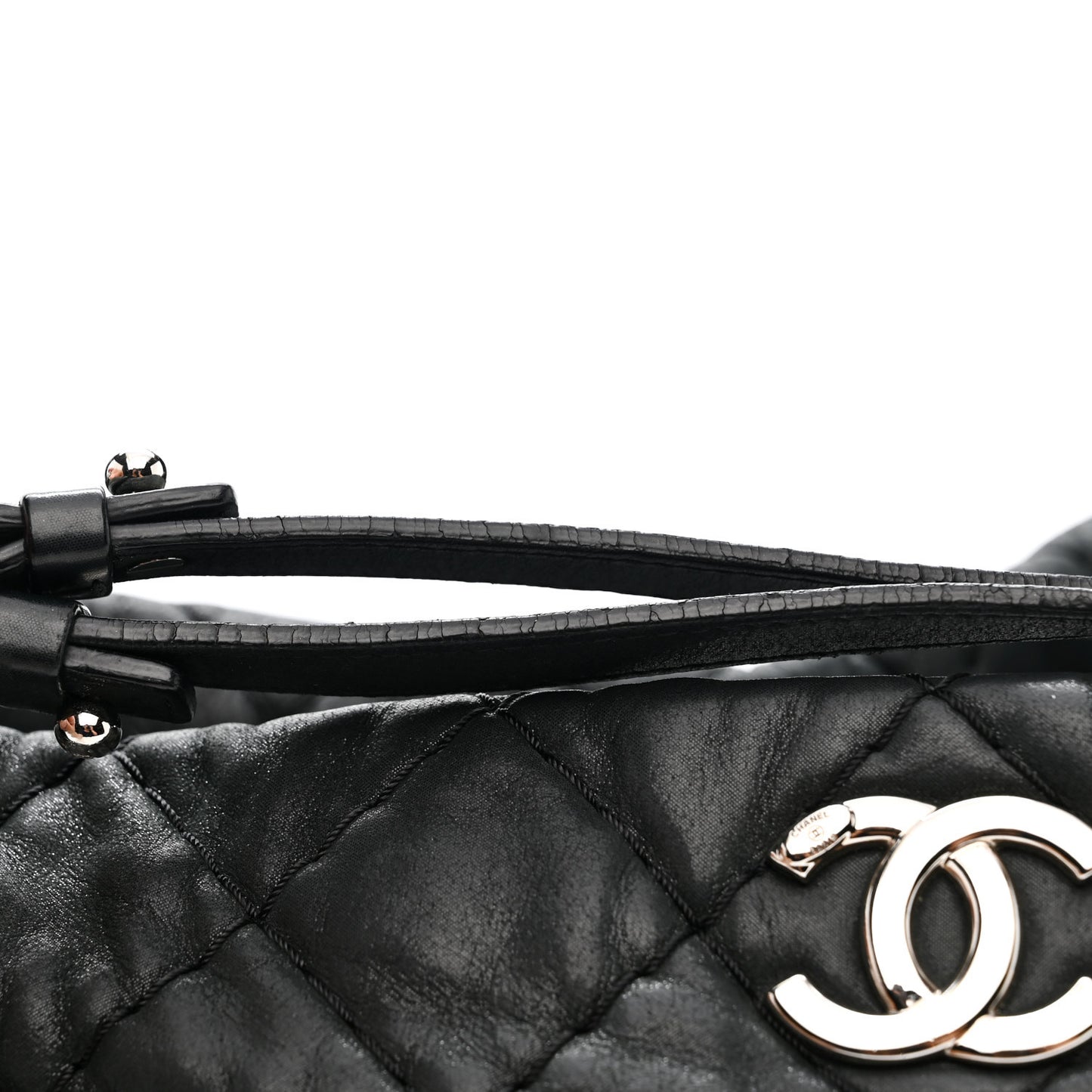 Iridescent Calfskin Quilted Relax CC Shoulder Bag Black