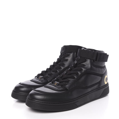 Chanel Lambskin Mens Logo High Top Sneakers 46 Black 3 of 11