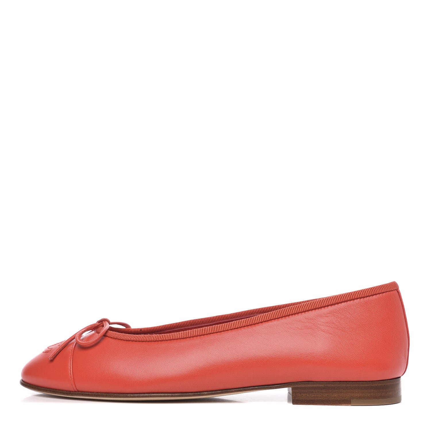 Chanel Lambskin Cap Toe Ballerina Flats 36.5 Coral 1 of 9