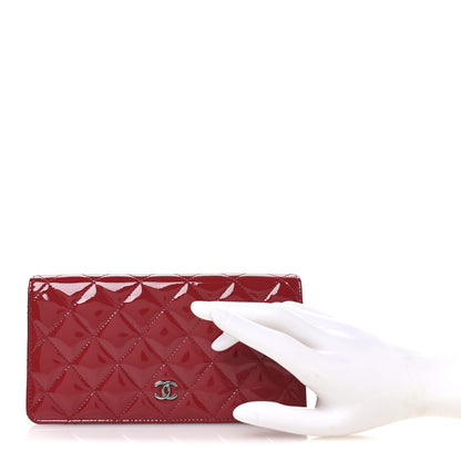 Chanel Patent Calfskin Quilted Yen Wallet Red 2 of 9