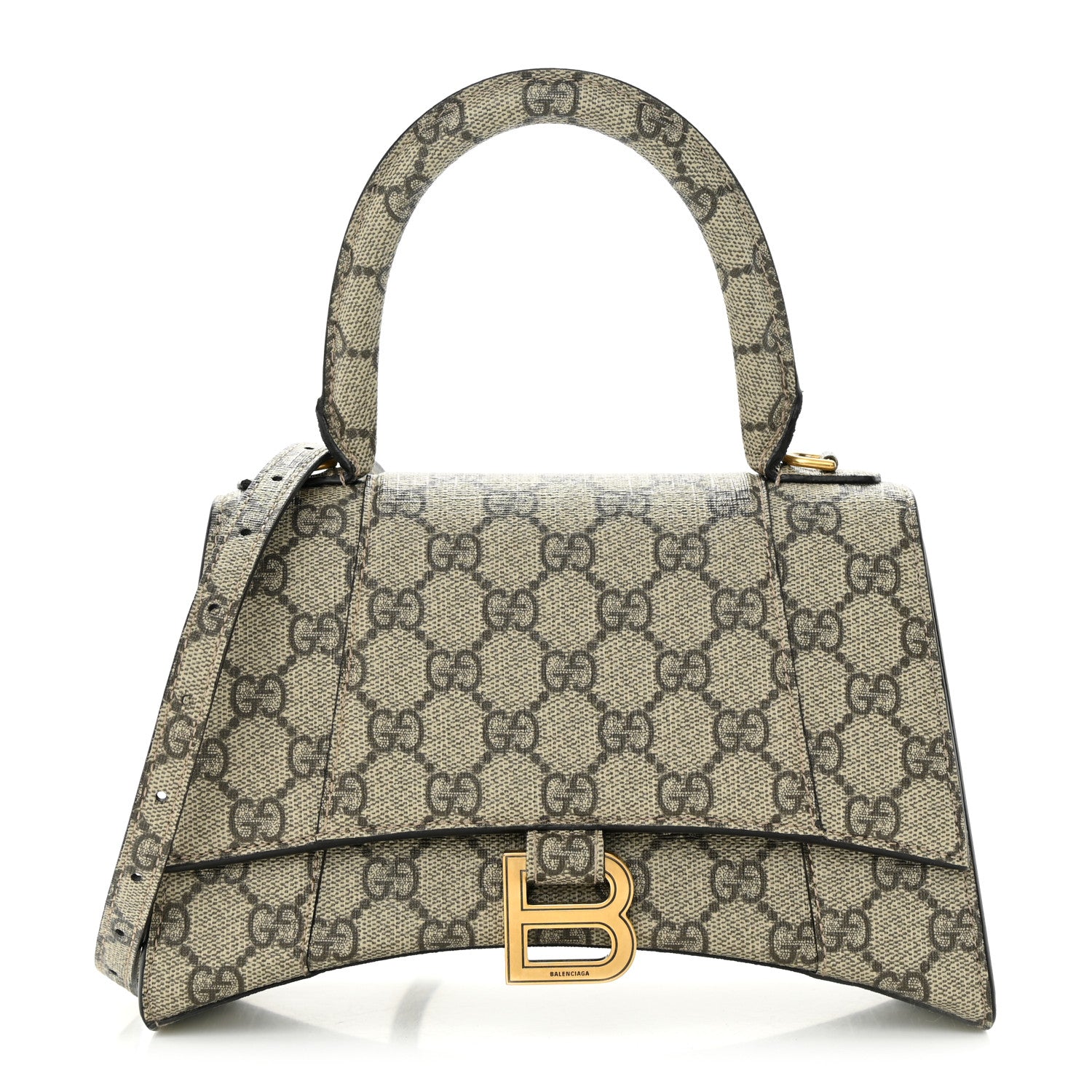 Balenciaga X GUCCI GG Supreme Monogram Small Hourglass Top Handle Bag Beige Ebony 1 of 13