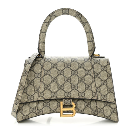 Balenciaga X GUCCI GG Supreme Monogram Small Hourglass Top Handle Bag Beige Ebony 1 of 13