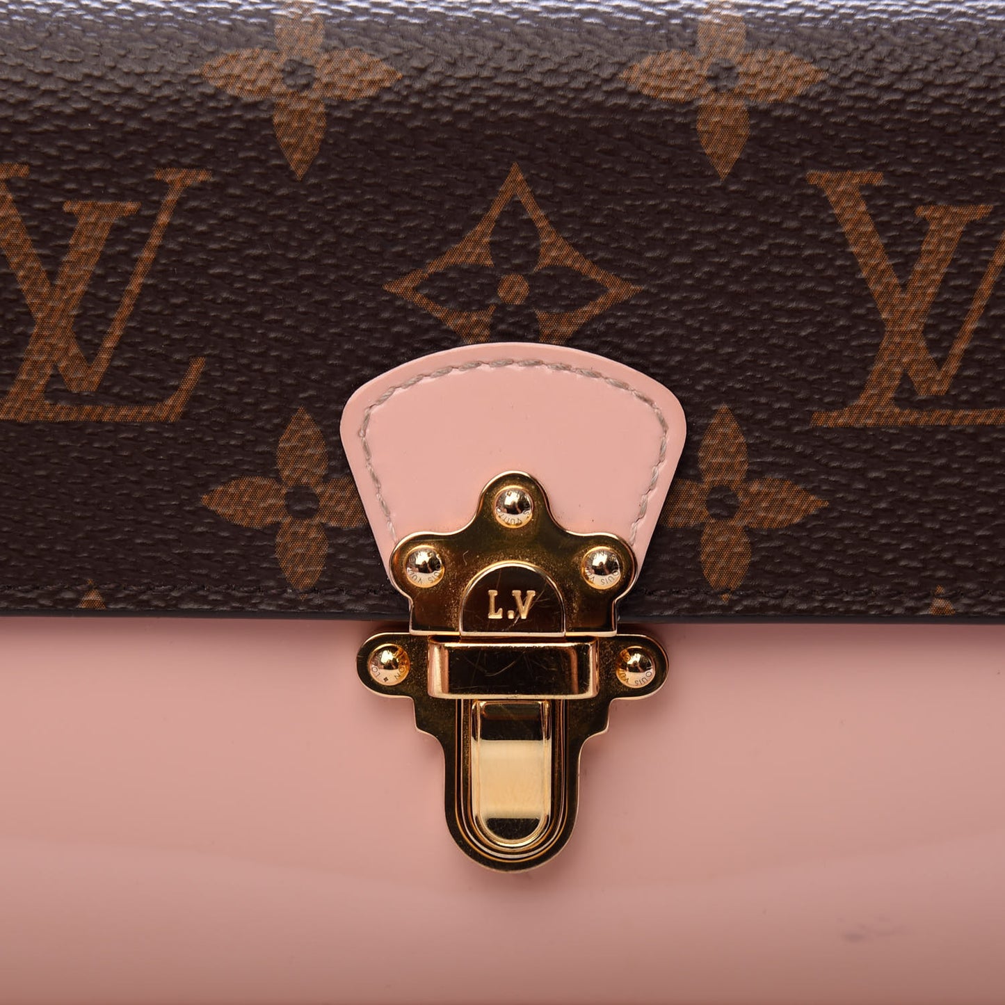 Patent Calfskin Monogram Cherrywood Wallet Rose Ballerine