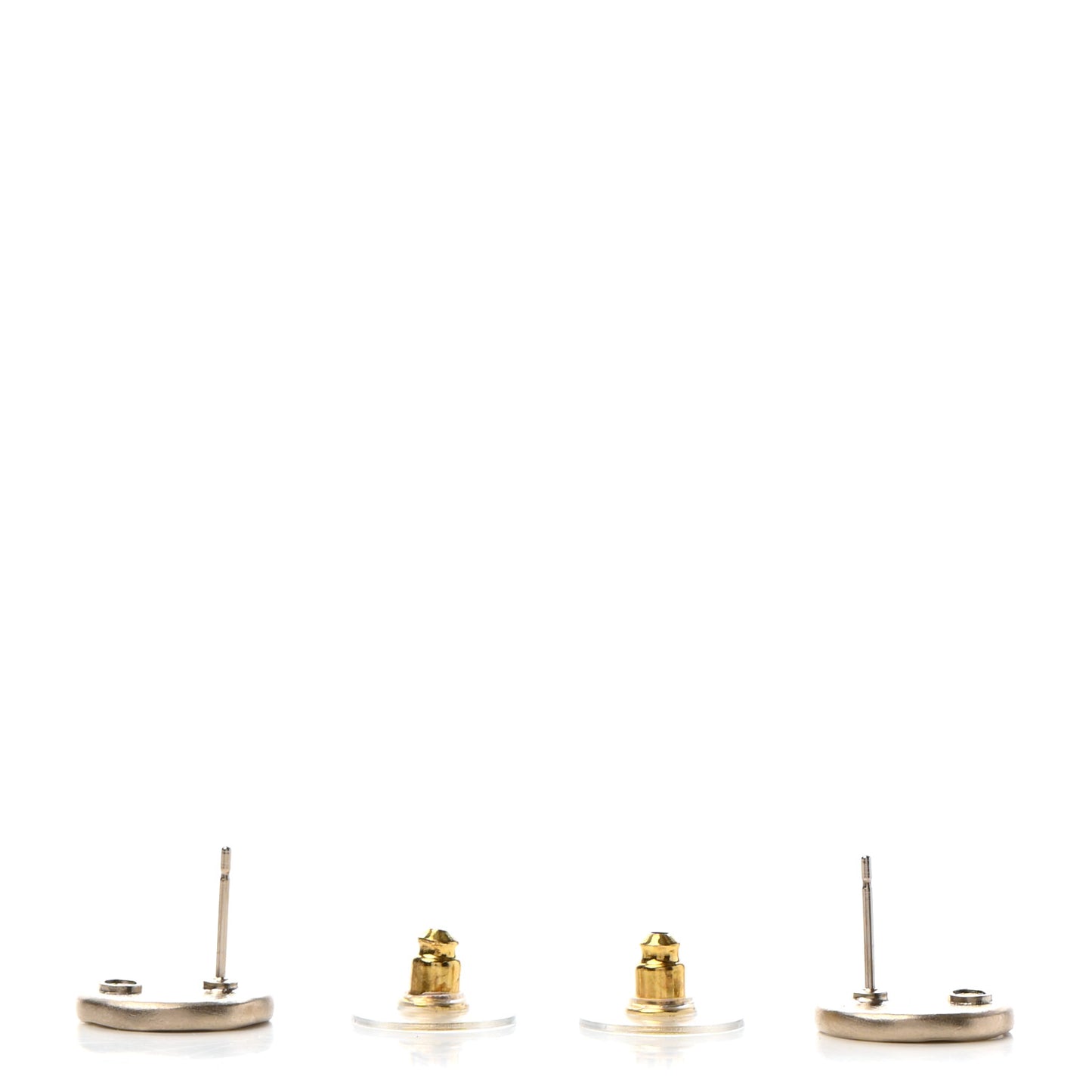 Metal Round CC Earrings Gold