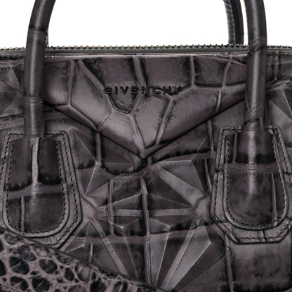 Givenchy Calfskin Crocodile Embossed 3D Stud Medium Antigona Storm Grey 8 of 11