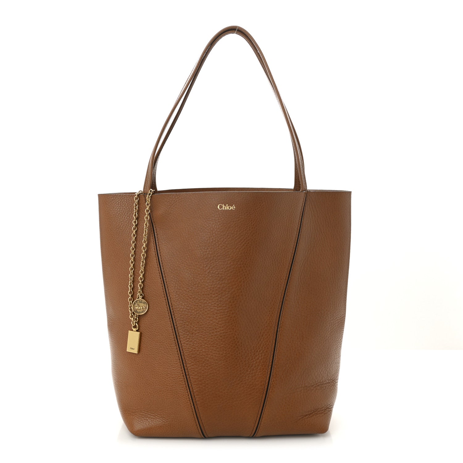 Chloe Grained Calfskin Medium Spin Tote Clay Brown 1 of 10