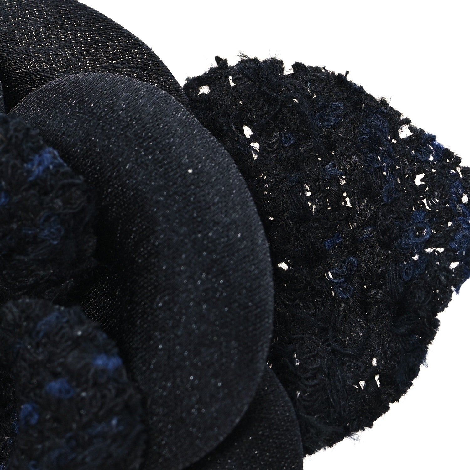 Chanel Tweed Fabric Camellia Pin Brooch Black 4 of 4