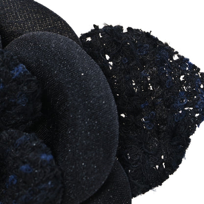 Chanel Tweed Fabric Camellia Pin Brooch Black 4 of 4