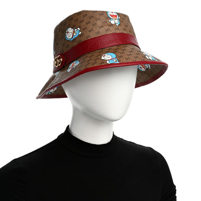 Gucci X DORAEMON Mini Vintage GG Supreme Monogram Textured Dollar Calfskin Bucket Hat L Beige Cherry Red 2 of 10