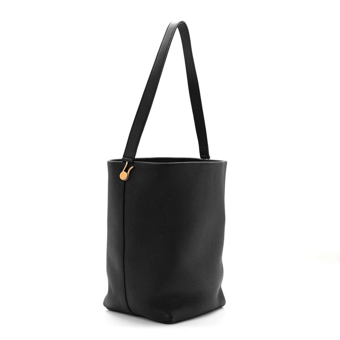 Grained Calfskin Medium N/S Hook Tote Black