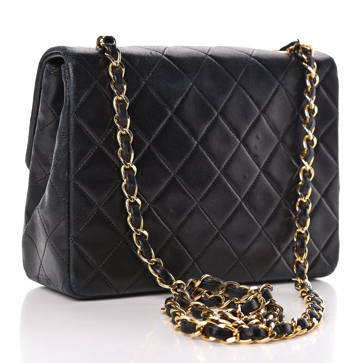 Lambskin Quilted Mini Square Flap Black