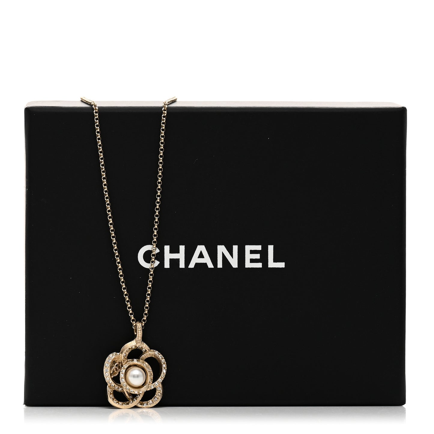 Crystal Pearl Camellia Necklace Gold