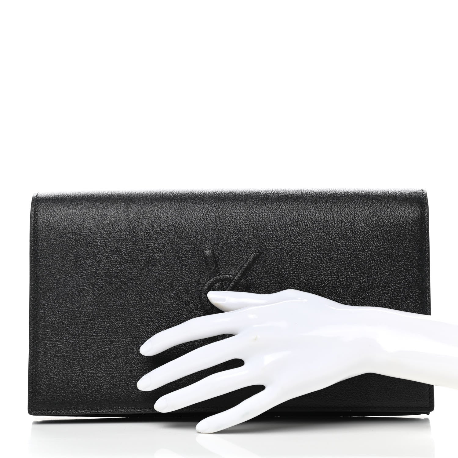 Saint Laurent Calfskin Monogram Large Belle De Jour Clutch Black 4 of 13