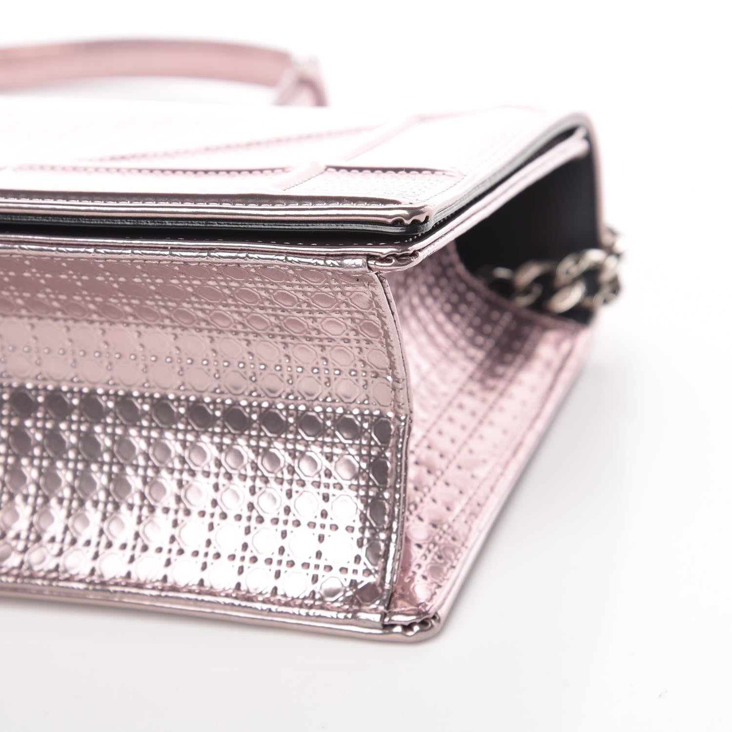 Christian Dior Metallic Patent Micro-Cannage Medium Diorama Flap Bag Pink 8 of 8