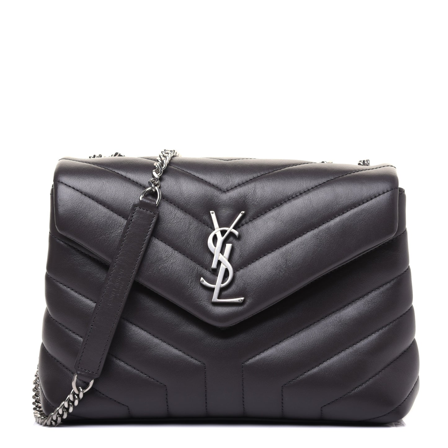 Calfskin Y Quilted Monogram Small Loulou Chain Satchel Asphalt
