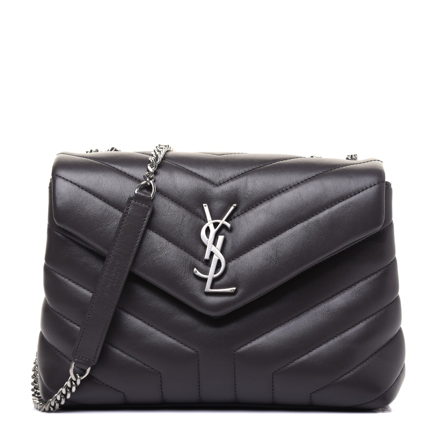 Saint Laurent Calfskin Y Quilted Monogram Small Loulou Chain Satchel Asphalt 1 of 14